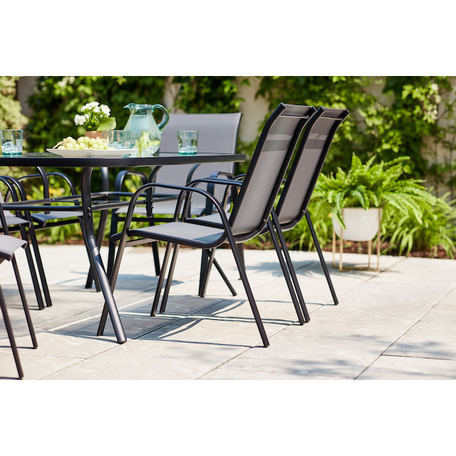Style Selections Stackable Patio Chair PowderCoated Frame Charcoal