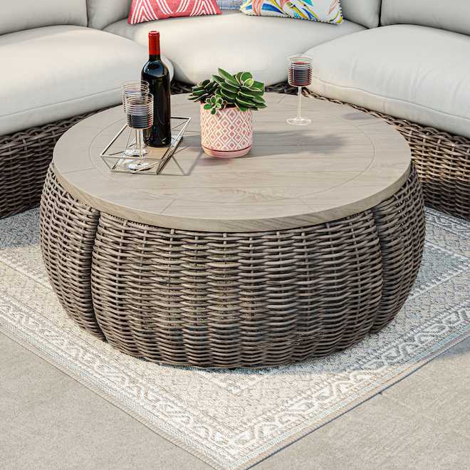 Allen + Roth Wicker Patio Coffee Table Maitland Collection 46in x 18