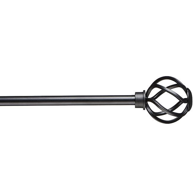 KENNEY Decorative Curtain Rod 28" to 48" 5/8" Metal Black