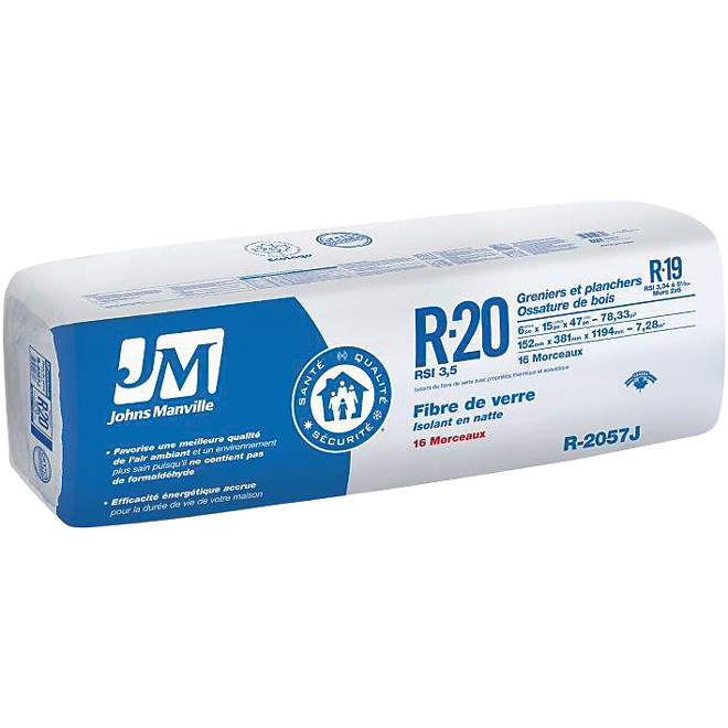 JOHNS MANVILLE Fiberglass Building Insulation R20 White 90010046 RONA