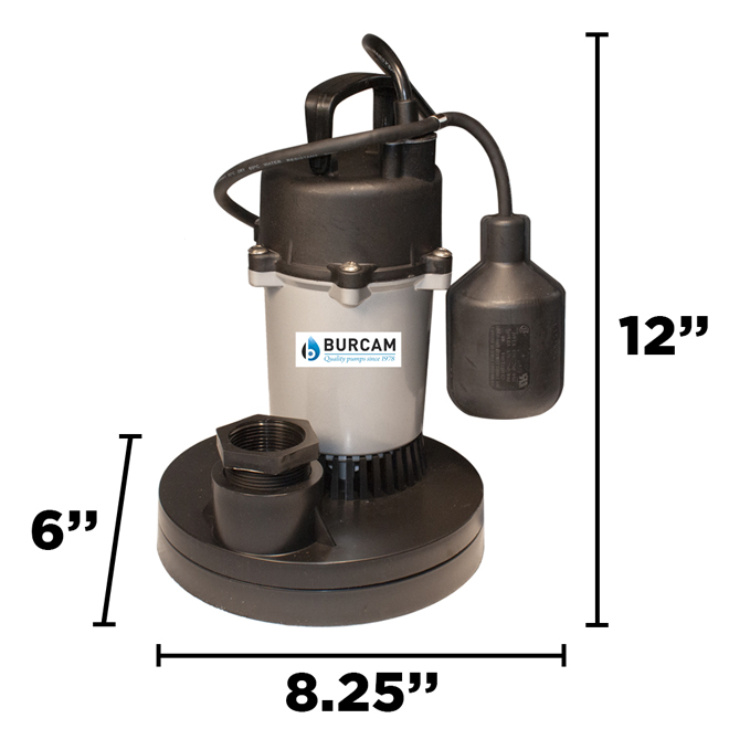 BurCam 300700P Submersible Sump Pump, 1/2 Hp Bed Bath, 43 OFF