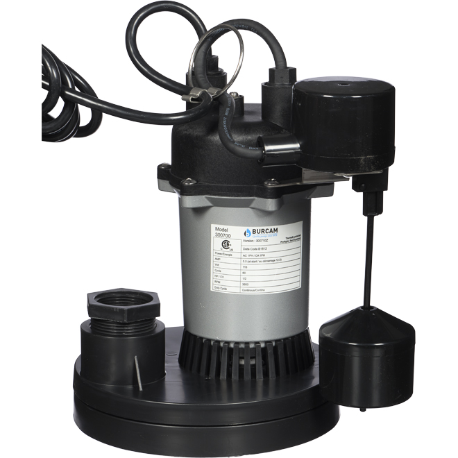 BURCAM Pompe à puisard submersible, 1/2 cv, 115 V 300710Z RONA