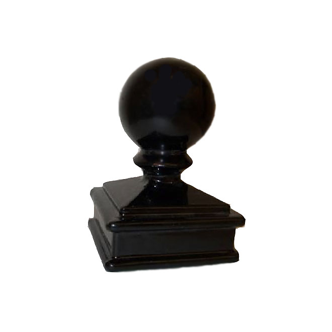 MEDALLION FENCE Square Fence Post Cap Sphere 2" Aluminum Black
