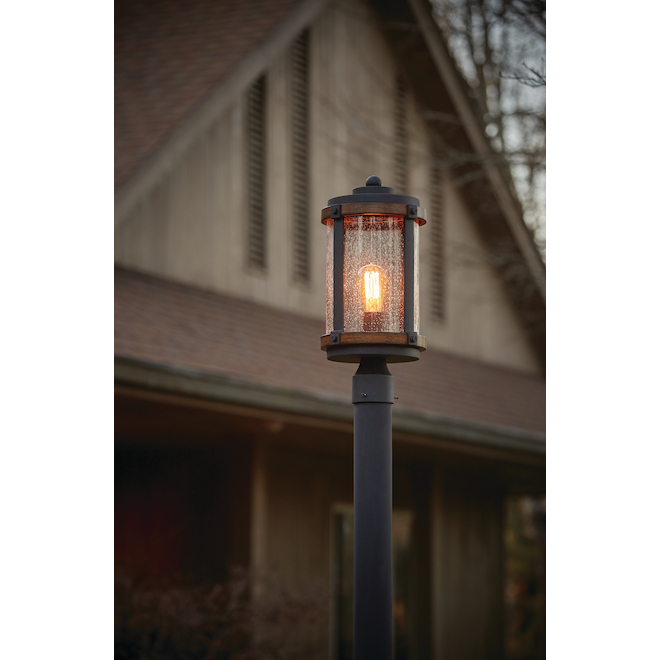 Kichler Barrington 1light Outdoor Lamp Post 60W Black and Wood