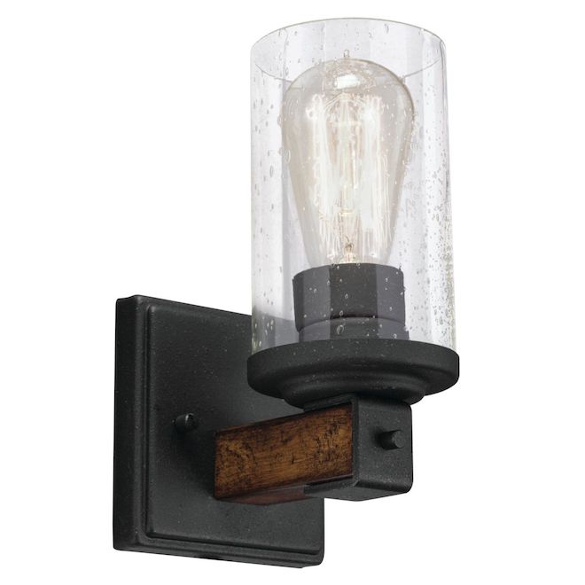 Kichler Barrington 8.75in x 5in 60 W Black Bathroom Wall Sconce