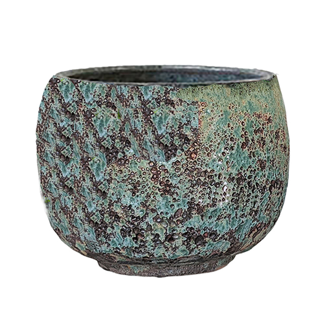 Reactive Flower Pot 10.24in x 7.5in Ceramic Green/Brown RONA