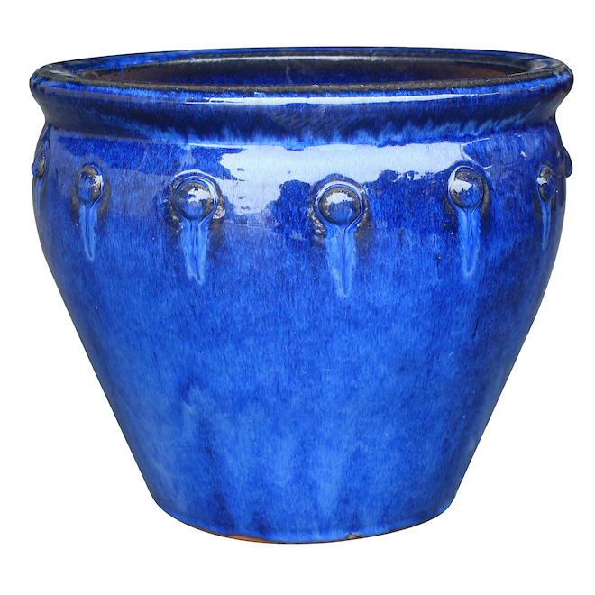 ALLEN + ROTH Allen+Roth Warrior Planter Ceramic 12.4in Blue 687815 RONA
