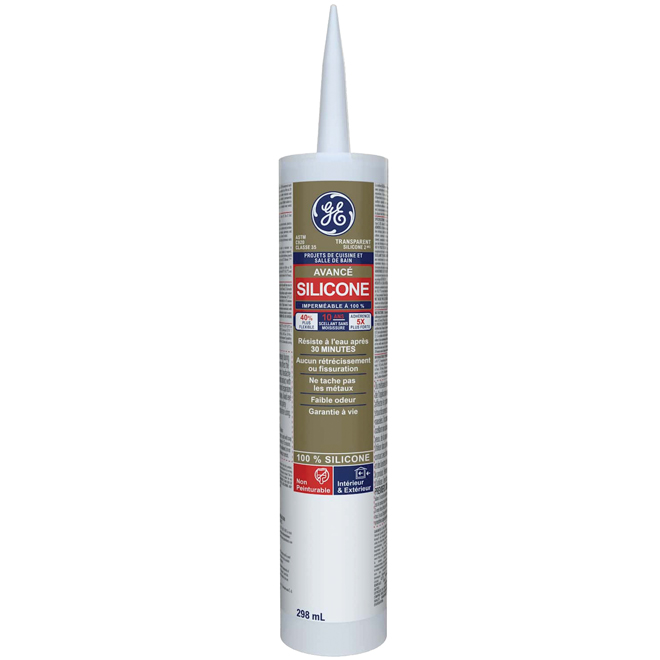GE Advanced 299ml Clear Silicone Sealant for Kitchen and Bathroom