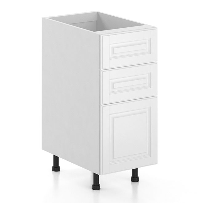 Armoire de cuisine à 3 tiroirs EBSU 15 po blanc RDB3T15TW RONA