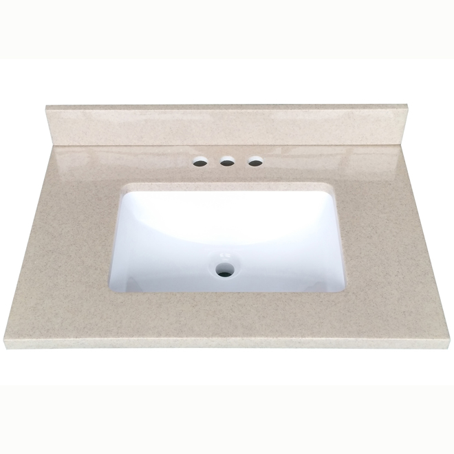 Luxo Marbre Vanity Top Synthetic Marble Beige/White 49in W x 22