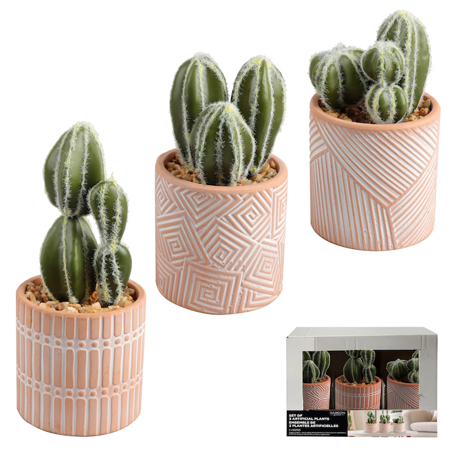 DANSON DECOR Danson 3Piece Potted Decorative Artificial Cactus Set