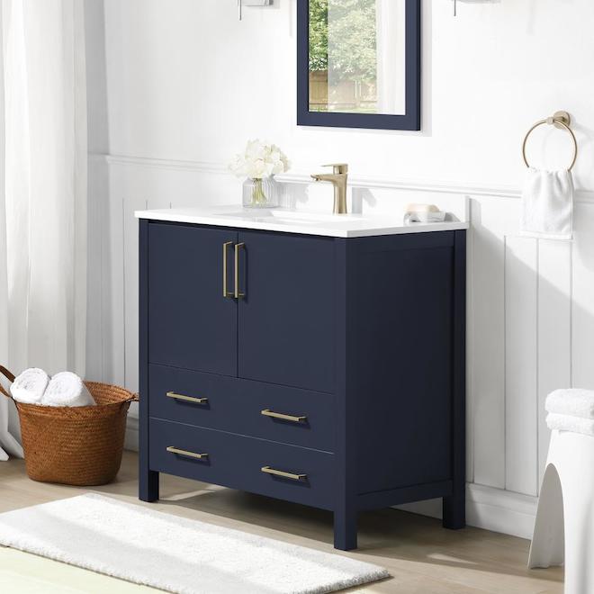 Ove Decors Lorenzo Vanity MDF 36in Midnight Blue LORENZO36MB RONA
