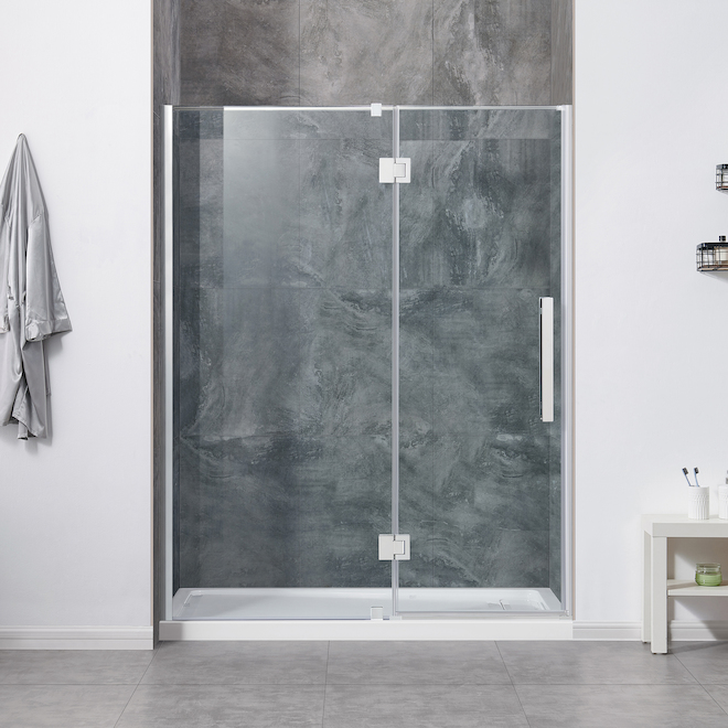 OVE Decors Niko 60in Reversible Clear Glass Swinging Shower Door with