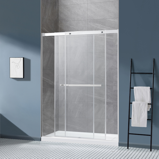 allen + roth Sandy 60in Frameless Tempered Glass Reversible Shower