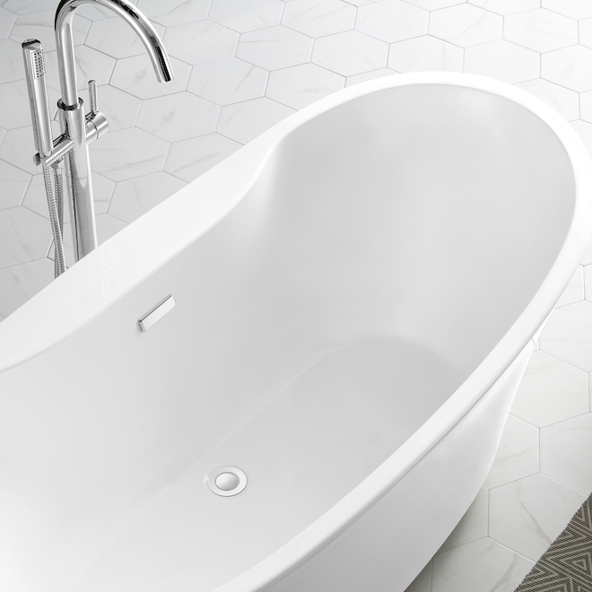 OVE Decors Canberra 60in Glossy White Acrylic Freestanding Bathtub
