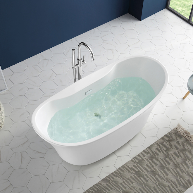 OVE Decors Canberra 60in Glossy White Acrylic Freestanding Bathtub