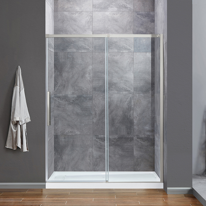 OVE Decors Venice 60in Alcove Satin Nickel Shower Door VENICE60ASNSD