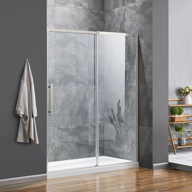 OVE Decors Venice 60in Alcove Satin Nickel Shower Door VENICE60ASNSD