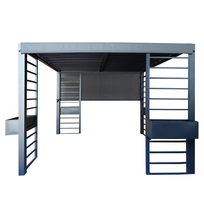 Garden Treasures Matte Black Steel Freestanding Pergola With Canopy