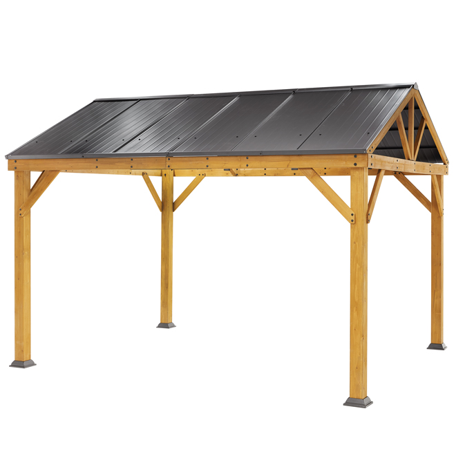 allen + roth 10 x 12ft Black Cedar and Steel Hardtop Gazebo TPGAZ2341