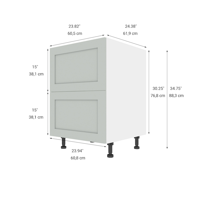Eklipse Angelite Base Kitchen 2 Drawers 24in Polymer
