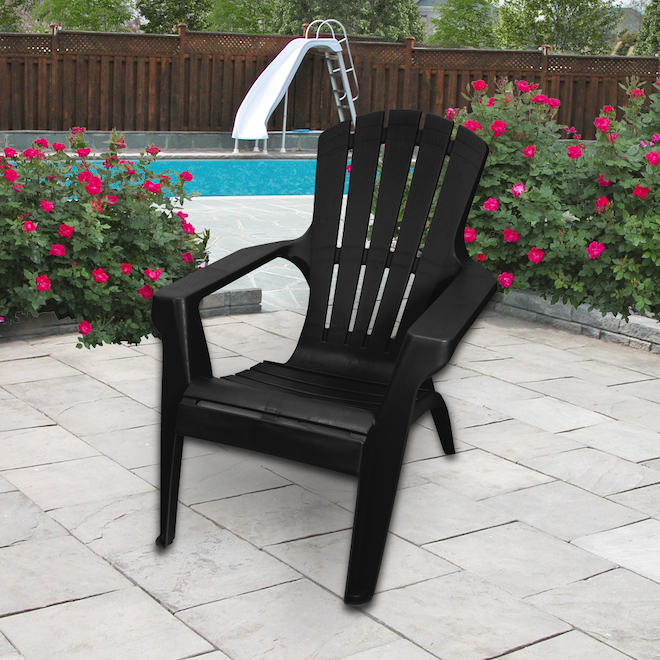Gracious Living Adirondack Stackable Black Resin Chair 1166126ADI RONA