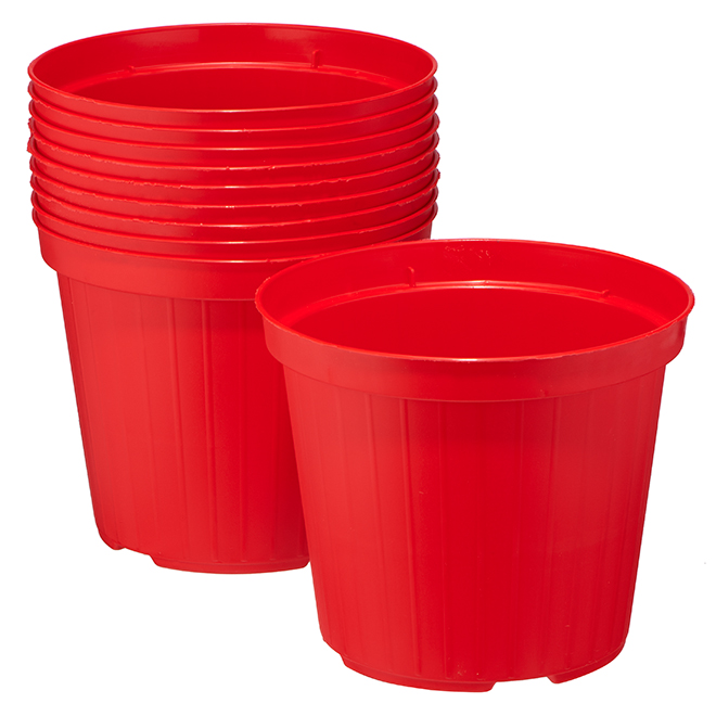 TERAPLAST Norma Plastic Planter Pots 5.5" Red 10/Pack 03315014010 RONA