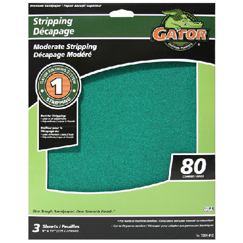 GATOR Premium Sandpaper 9in x 11in 80 Grit Green 3Pack 7261012 RONA