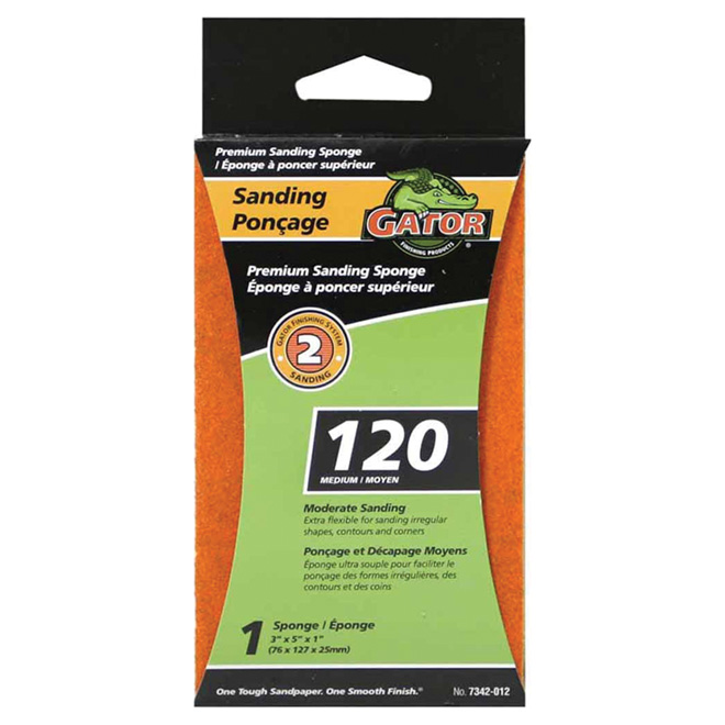 GATOR "Premium" Finish Sanding Sponge 120 Grit 3" x 5" 734201220