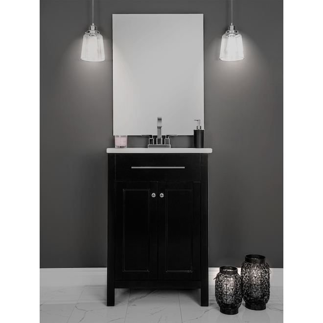 Foremost Madison 24in Black Vanity with Vitreous China Top and Single