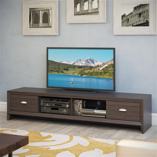 CORLIVING Meuble de télé Lakewood extralarge, fini wengé moderne TLK