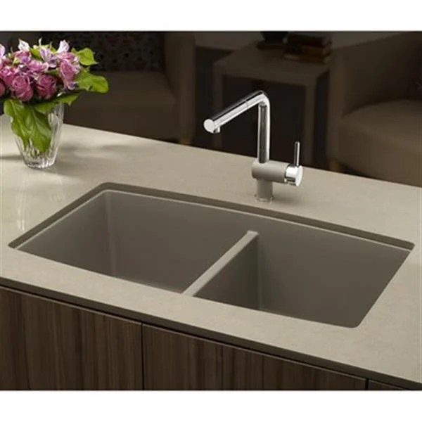 Blanco Performa 20in x 33in Truffle Silgranit Undermount Double Bowl