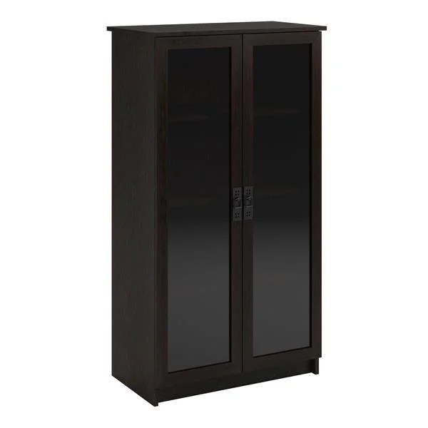 Ameriwood Home Quinton Point Bookcase 2 Glass Doors Espresso