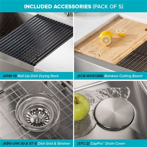 KRAUS Kore Workstation Farmhouse Residential Kitchen Sink 32.88in x