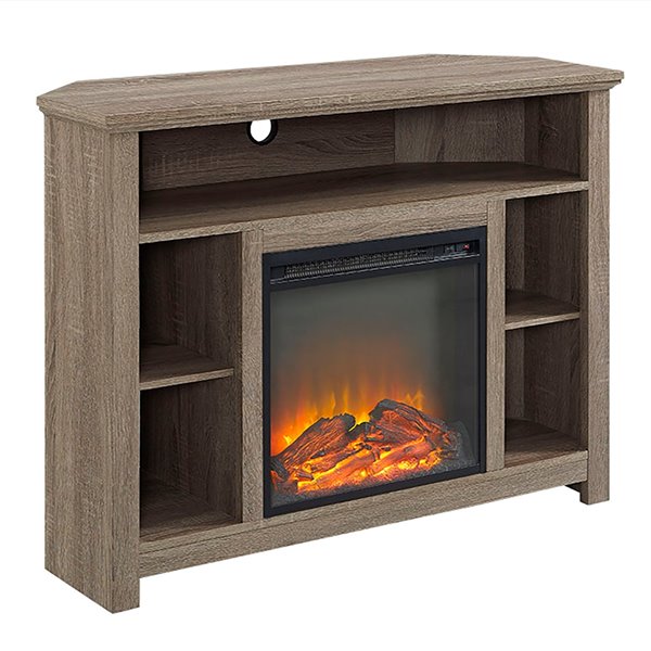 Walker Edison Country Fireplace TV Stand 44in x 30in Grey