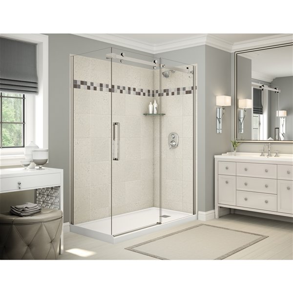 MAAX Utile Corner Shower Kit with Right Drain 60in x 32in x 84in