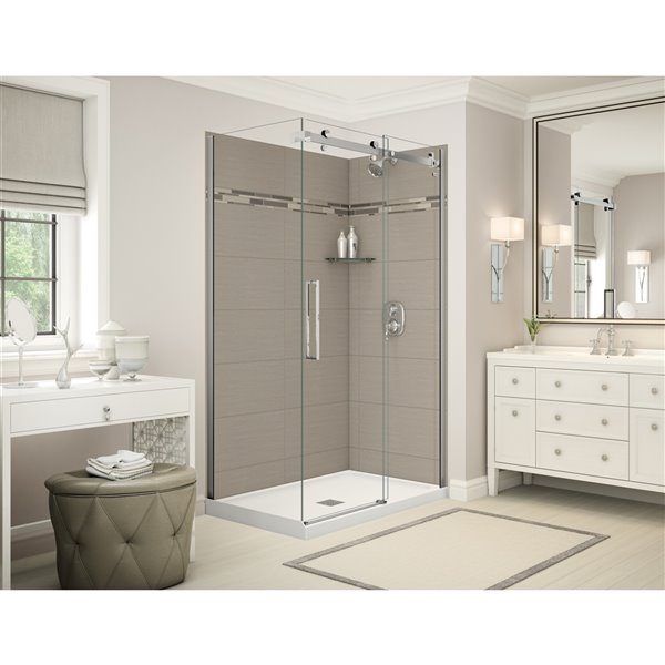 MAAX Utile Corner Shower Kit with Central Drain 48in x 32in x 84in