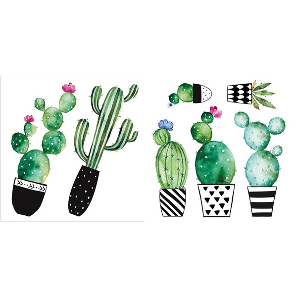 CREARREDA Watercolor Cactus Wall Decals Set of 8 TCR54114 RONA