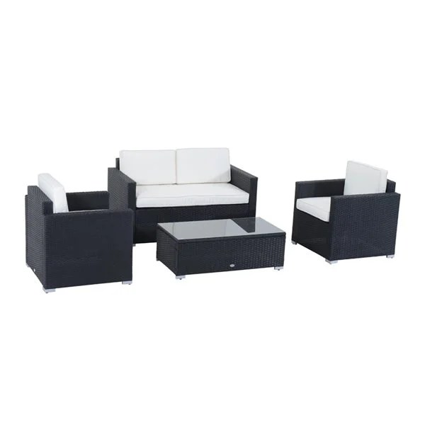 Outsunny 4pcs Rattan Wicker Sofa Garden Patio Furniture with Cushions