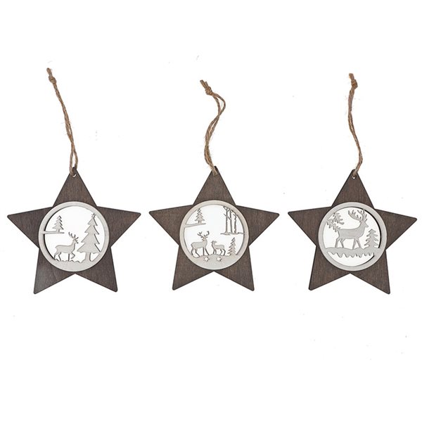 IH Casa Decor Wood Star Christmas Ornaments 3Pack RONA