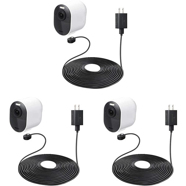 Wasserstein Black 25ft Charging Cable with Adapter for Arlo Pro 3/Pro