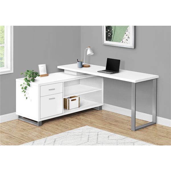 Monarch Specialties 72in White Modern/Contemporary LShaped Desk RONA