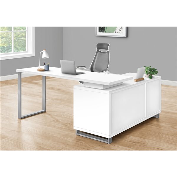 Monarch Specialties 72in White Modern/Contemporary LShaped Desk RONA