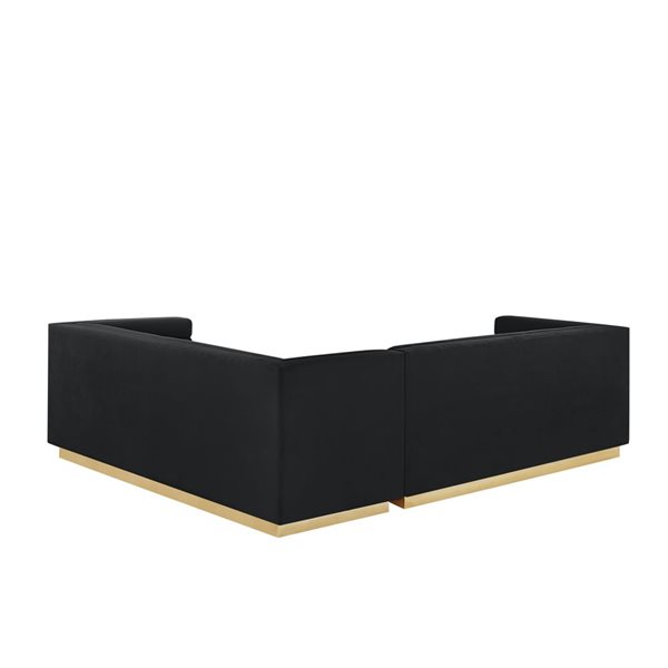 Inspired Home Anniston Modern Black Velvet Sectional Sofa (Right) CR459