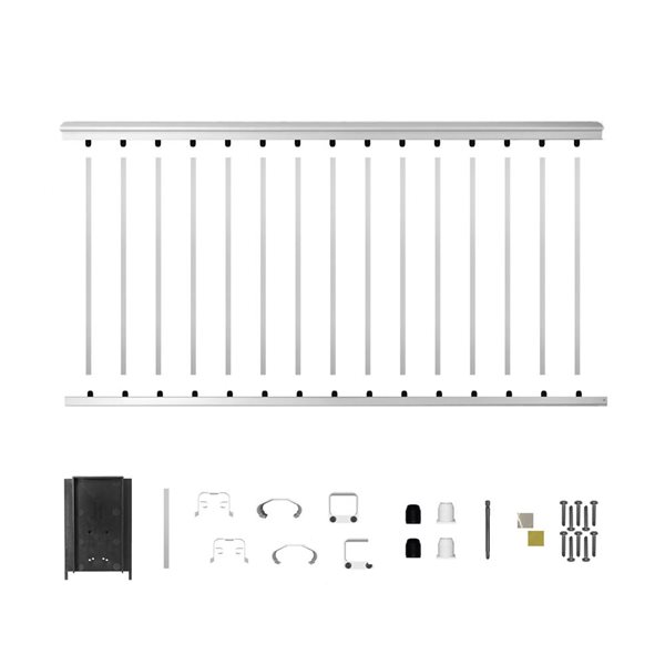 Nuvo Iron Panel Railing Kit 42in x 6ft White Square Aluminum