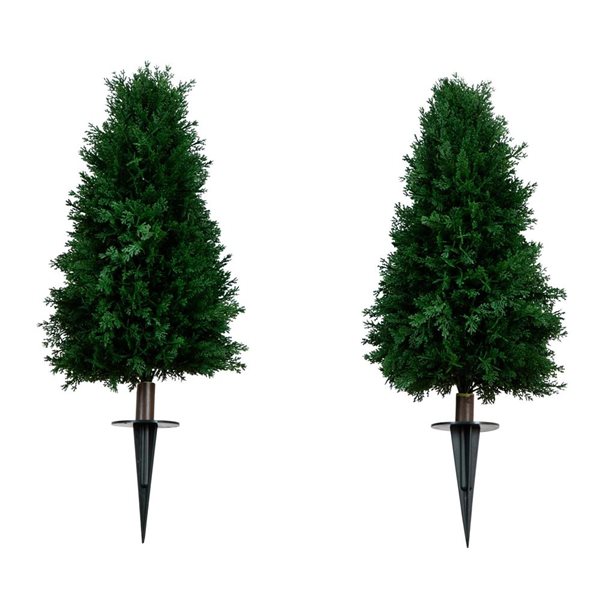 Nearly Natural 2.5ft H Green Artificial Cedar Plants w/ Ground Stake