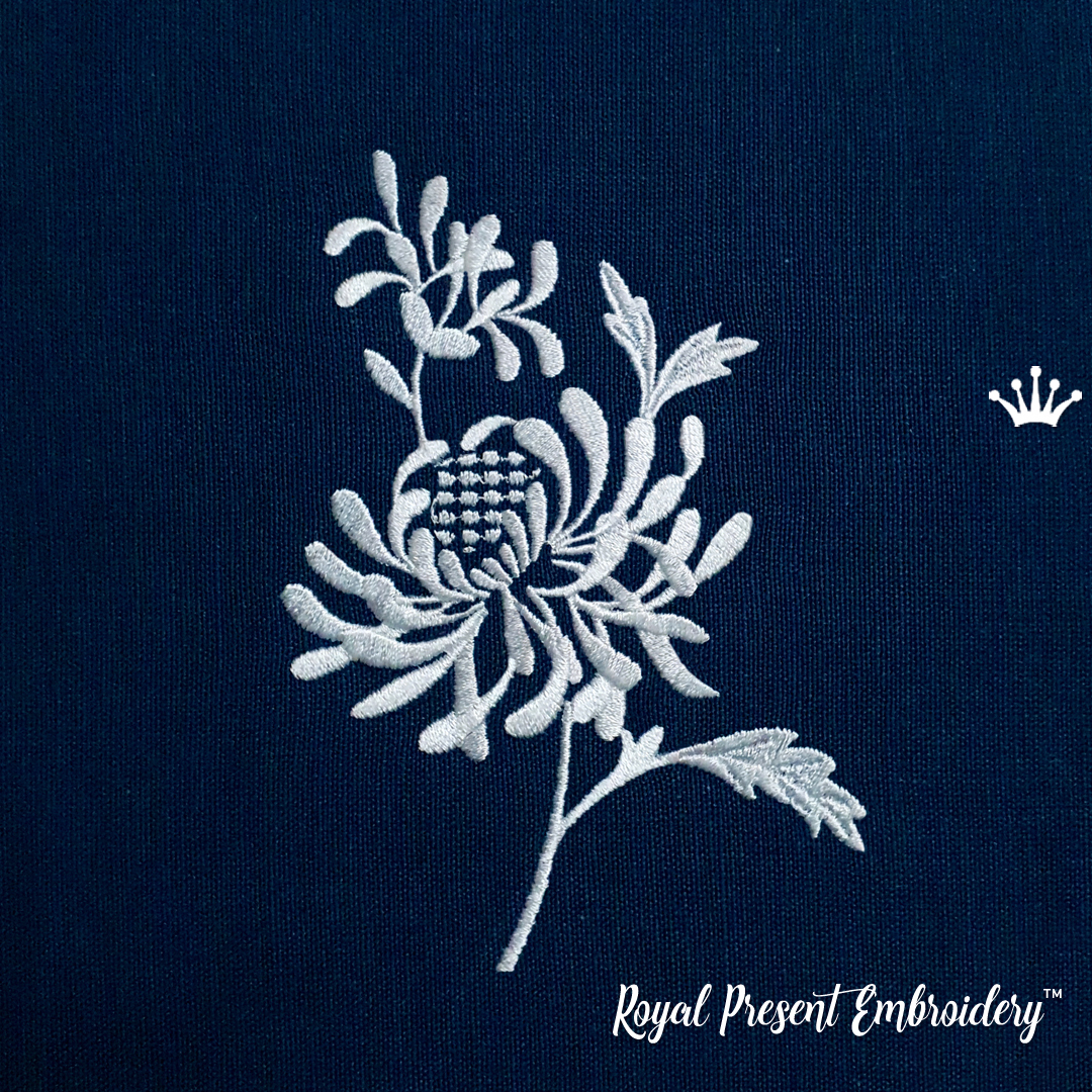 Chrysanthemum Machine Embroidery Design 3 sizes Royal Present