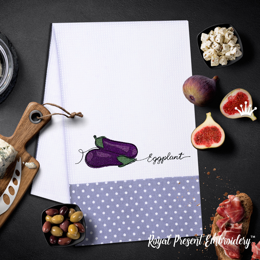Eggplant Vegetable Machine Embroidery Design 4 sizes Royal Present