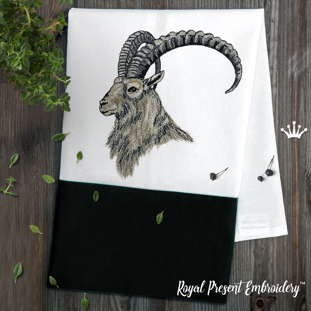 Mountain Goat Machine Embroidery Design 5 sizes Royal Present