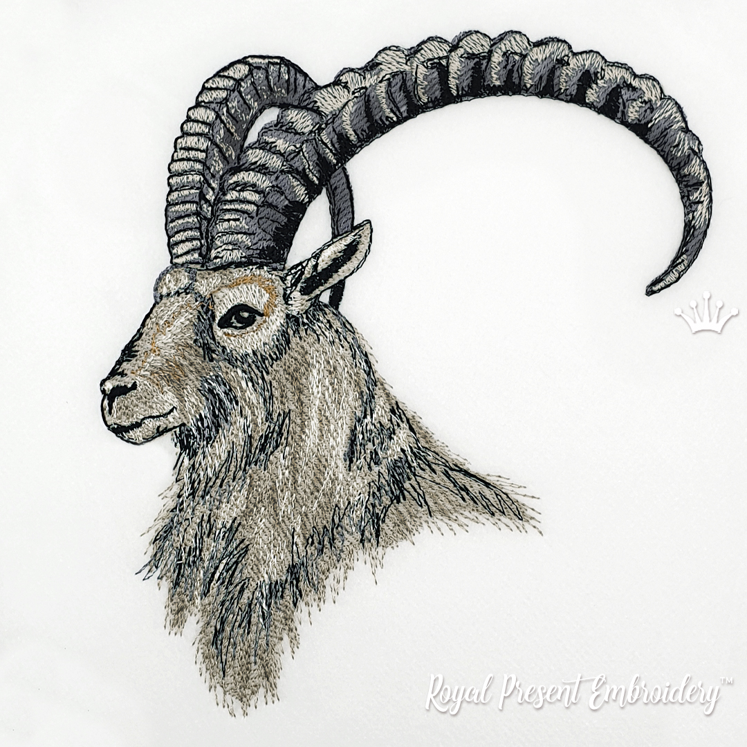 Mountain Goat Machine Embroidery Design 5 sizes Royal Present